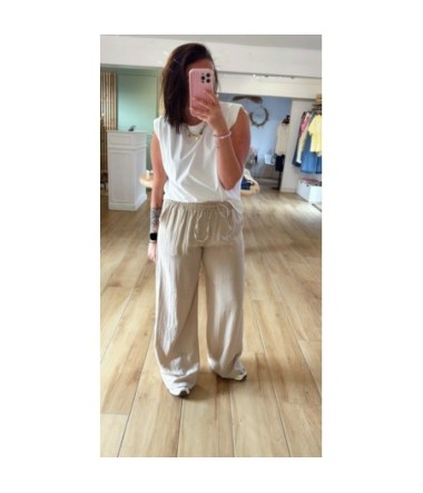 Pantalon Viscose Beige 