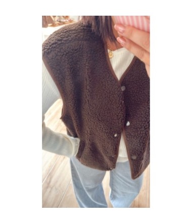 Gilet Bouclette Emy - Chocolat