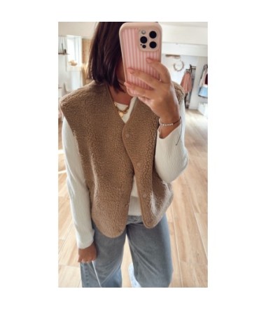 Gilet Bouclette Emy - Camel