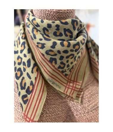 Foulard Bëllemme en laine Leopard 70x70