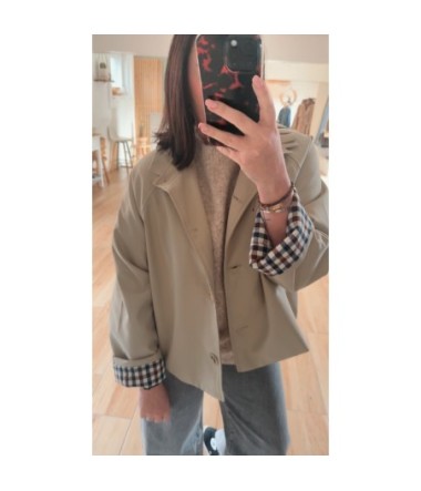 Veste col Victorien et manches carreaux 