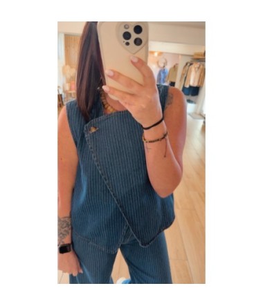 Gilet en jean asymétrique Gabin 