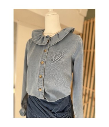 Chemise en jean petit col