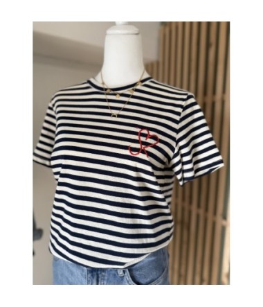 Tee shirt Marinière et coeur 
