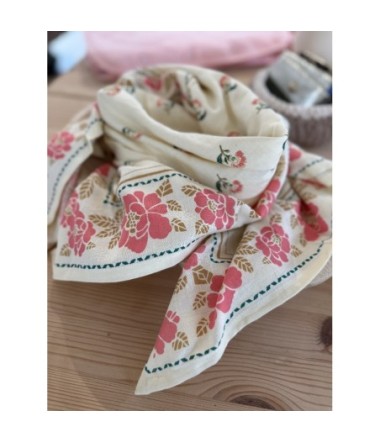 Foulard Bonheur du Jour Indien Nur Ecru