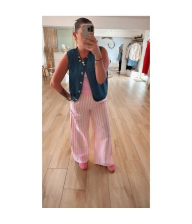 Pantalon coton  lignes 